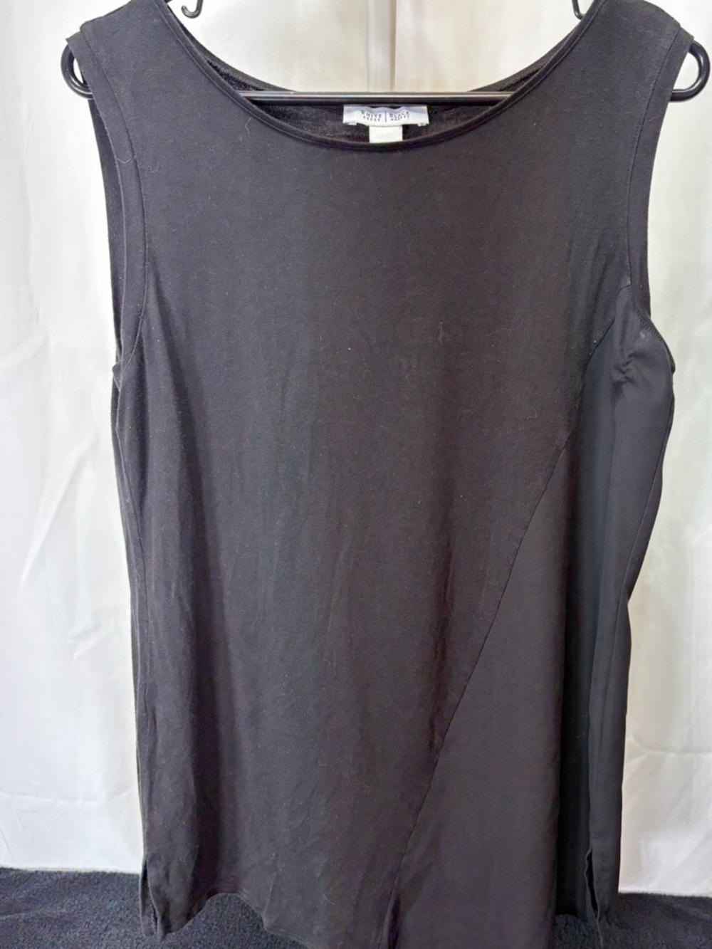 White House Black Market Black Asymmetric Paneled Sleeveless Tank 2653